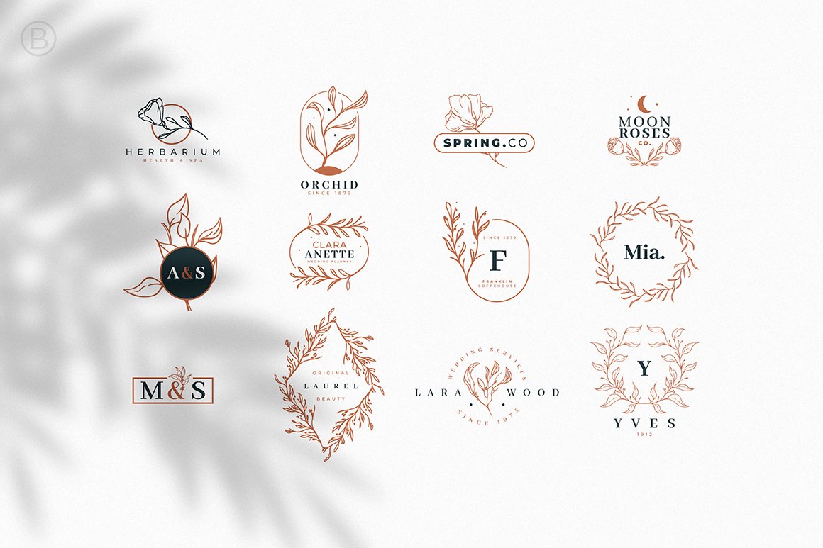 30 Hand Drawn Botanical Logos
