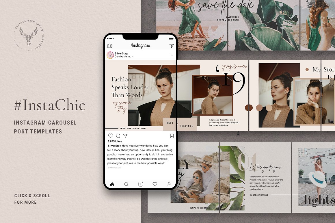 InstaChic - Instagram Carousel Post Templates - Design Cuts