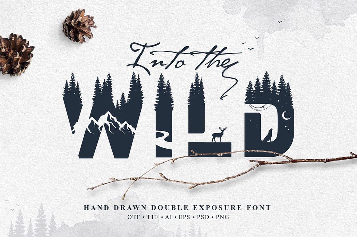 Into The Wild. Double Exposure Font