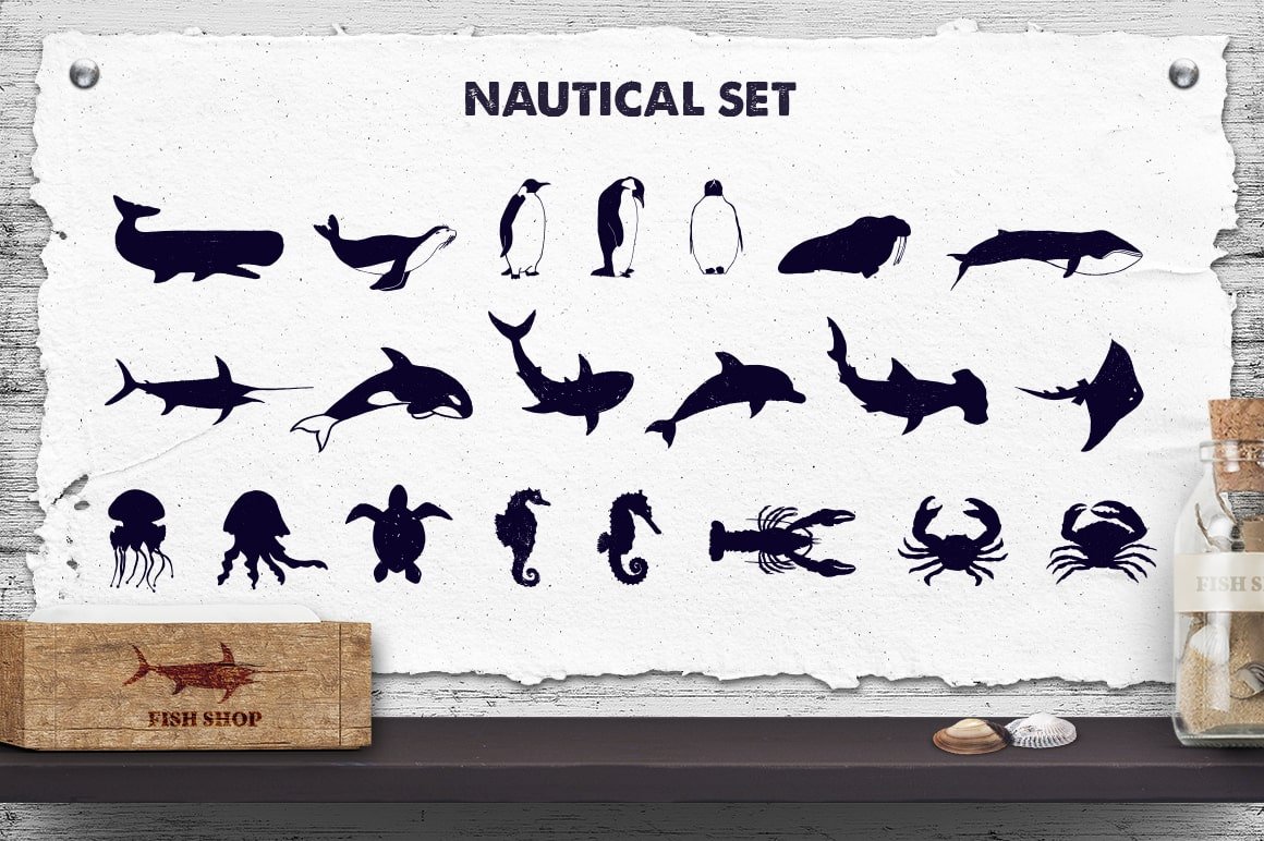 Nautical Collection - 65 Hand Drawn Objects + Bonus