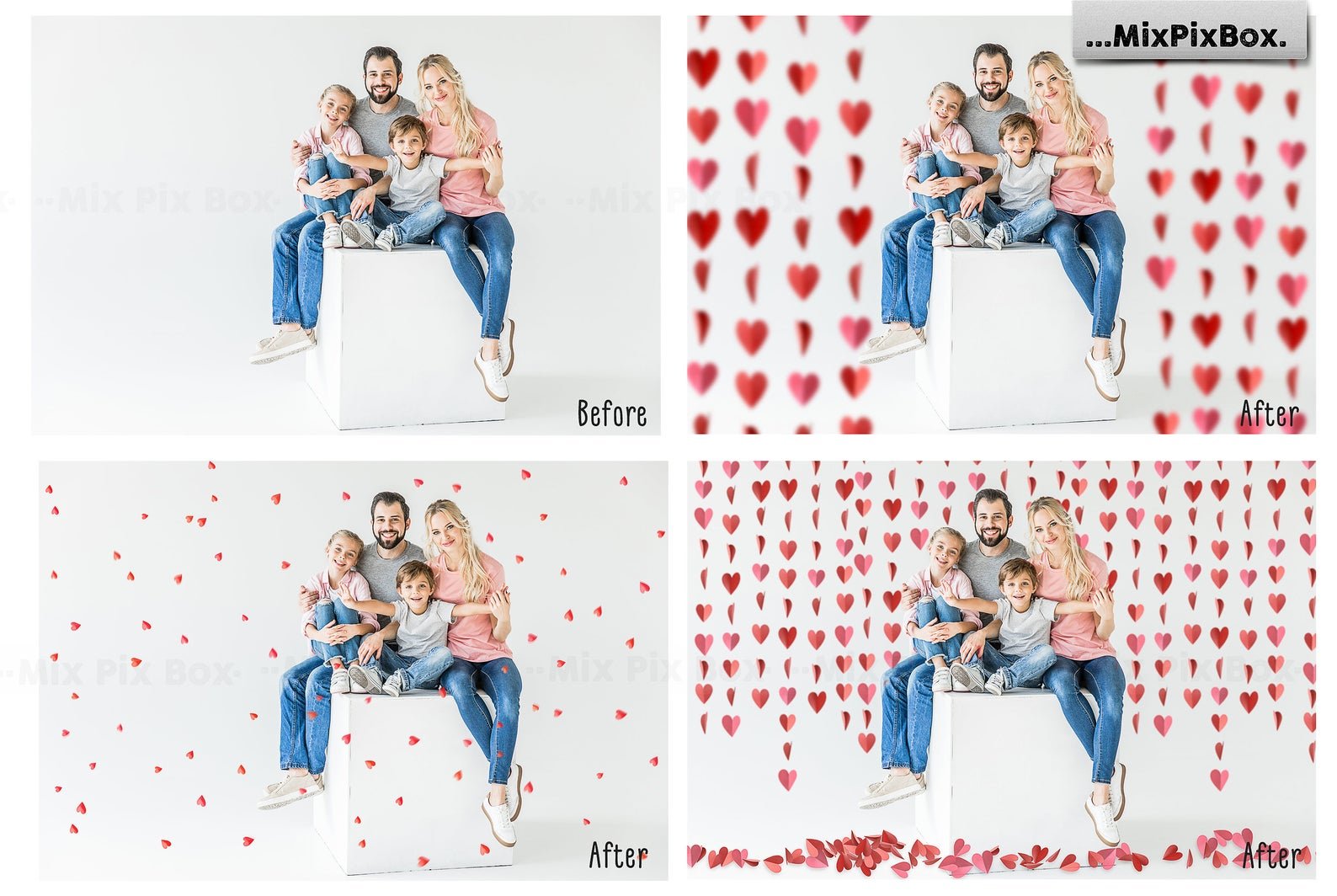 Red Paper Hearts Overlays