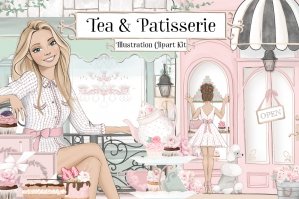 Tea & Patisserie Illustration Clipart Kit