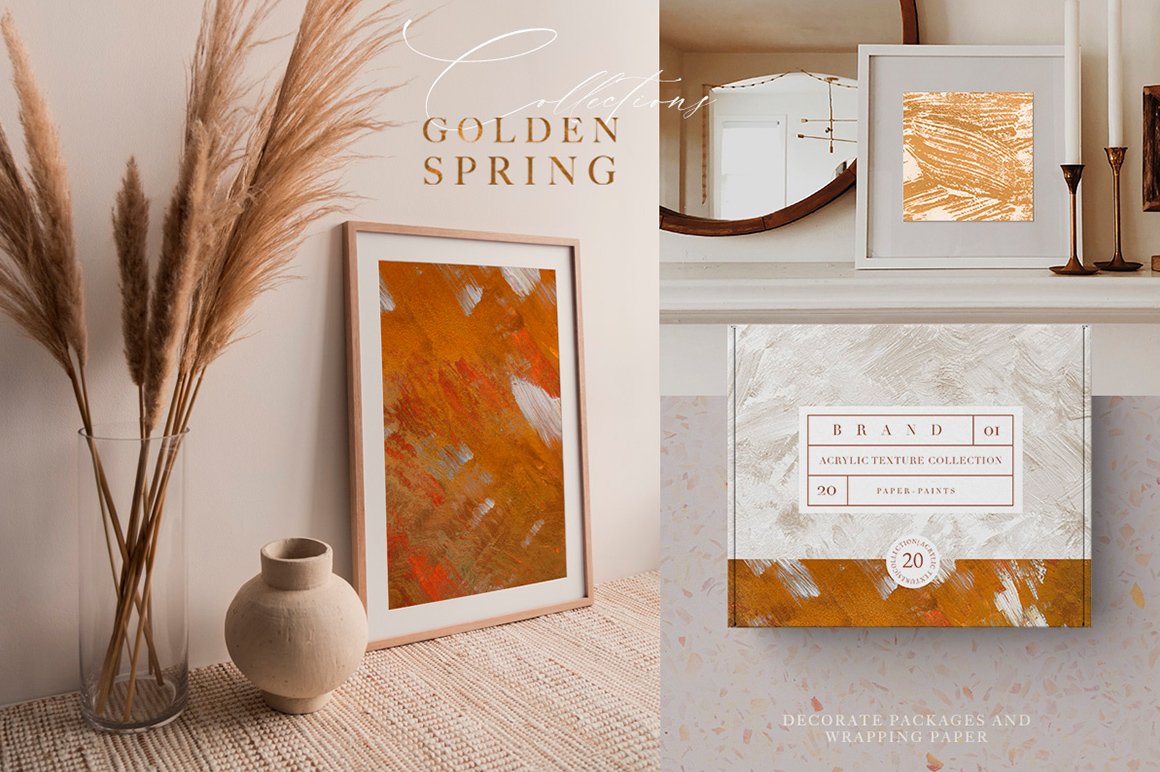 20 Golden Spring Acrylic Textures