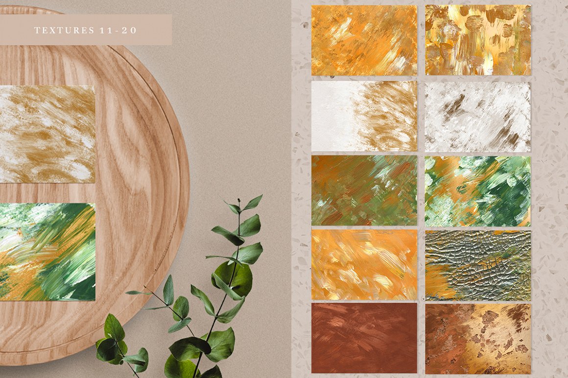 20 Golden Spring Acrylic Textures