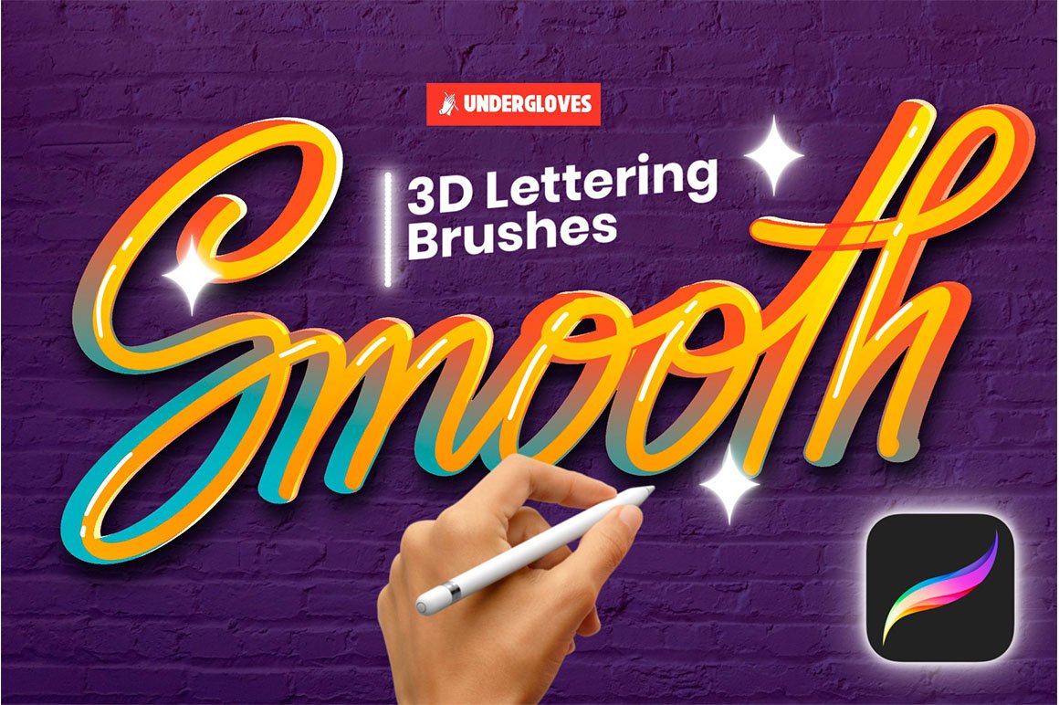 Ava 3D Procreate Brush Digital Brush Instant Download Lettering Brush Calligraphy Brush
