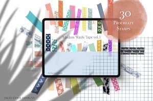 30 Modern Washi Tape Brushes for Procreate - Vol. 1