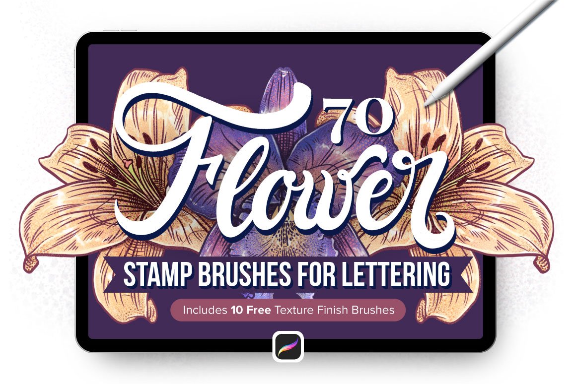 Instant Download Digital Download Floral Watercolor Brush Stamps Stamps Flower Brushes Procreate Brushes