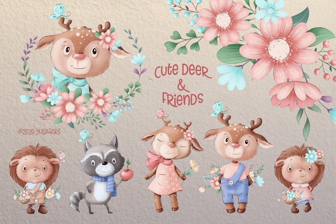 Cute Deer and Friends