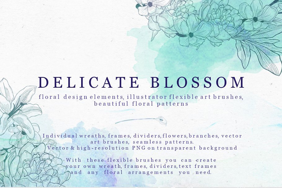 Delicate Blossom Collection of Design Elements