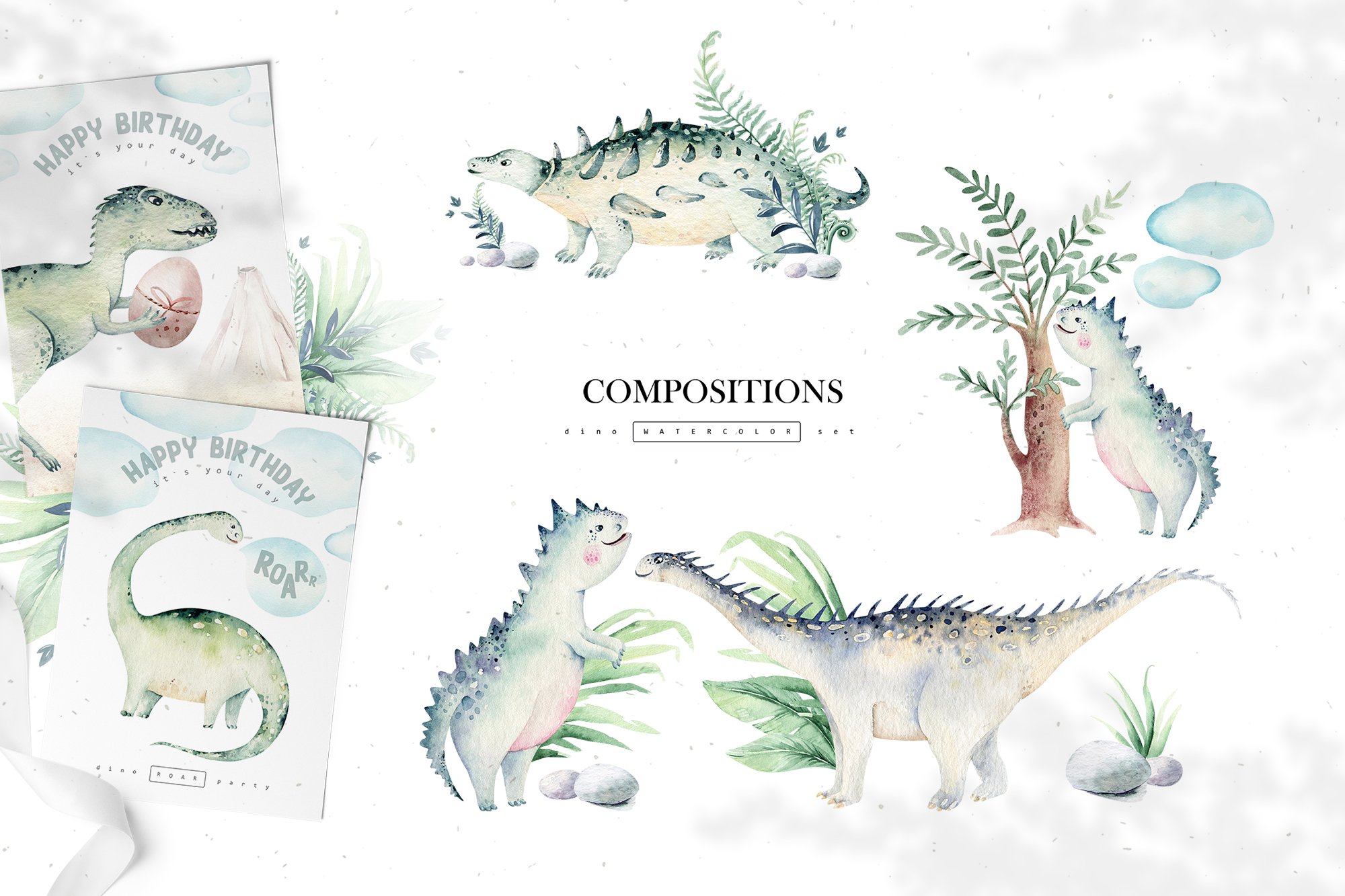 Dino Watercolor Collection - Dinosaur Set Part II
