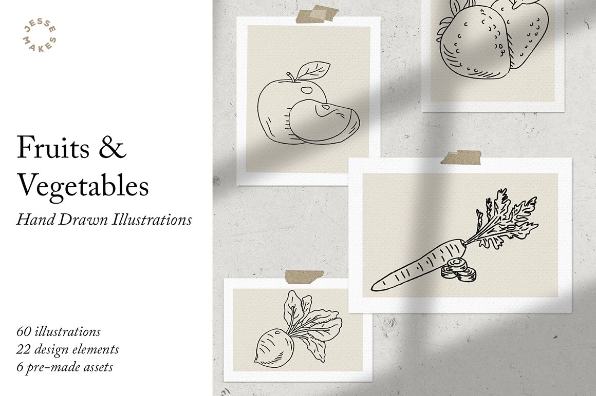 Fruits & Vegetables Illustrations