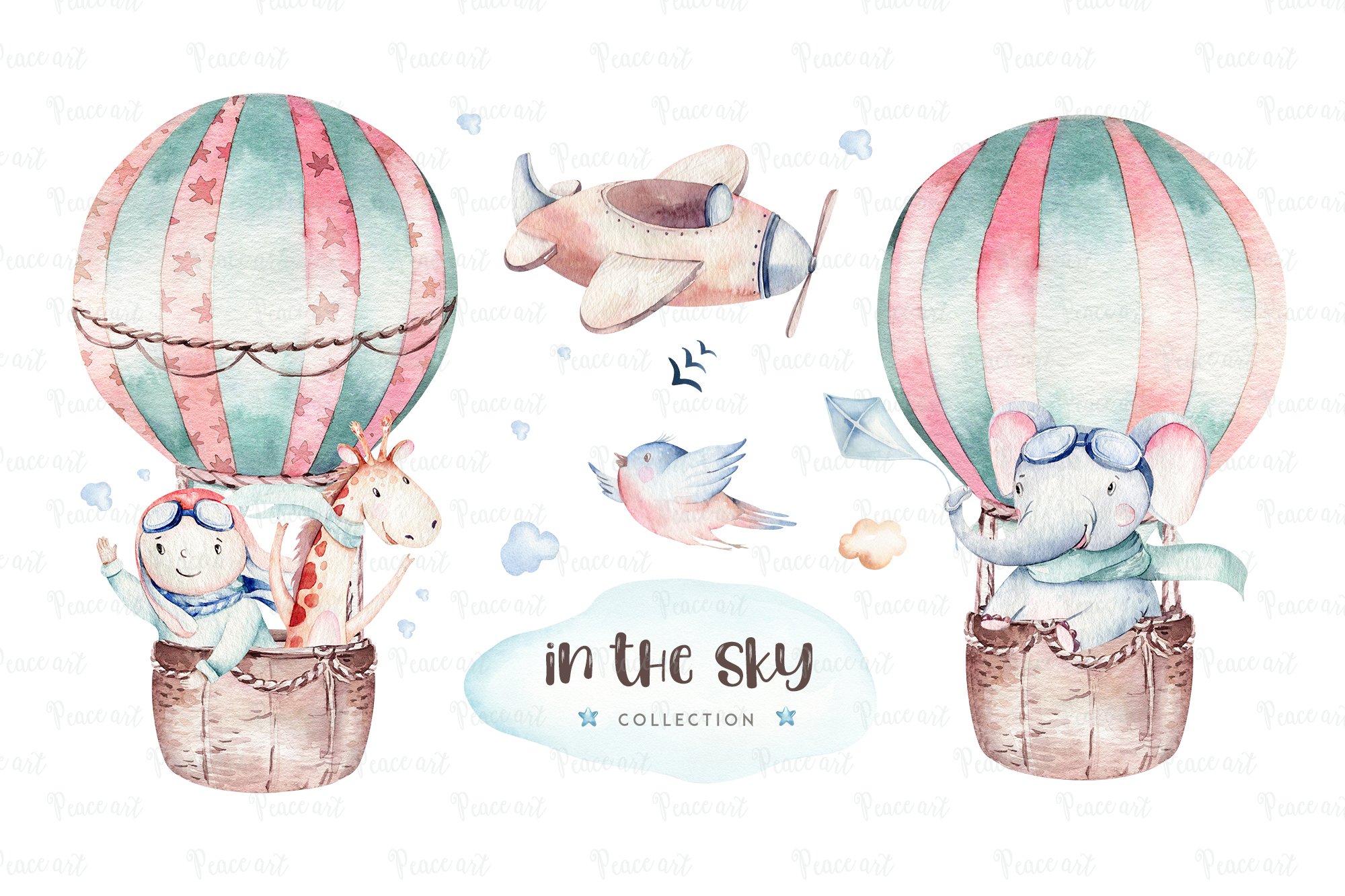 In The Sky Watercolor Set - Baby Animal Pilot