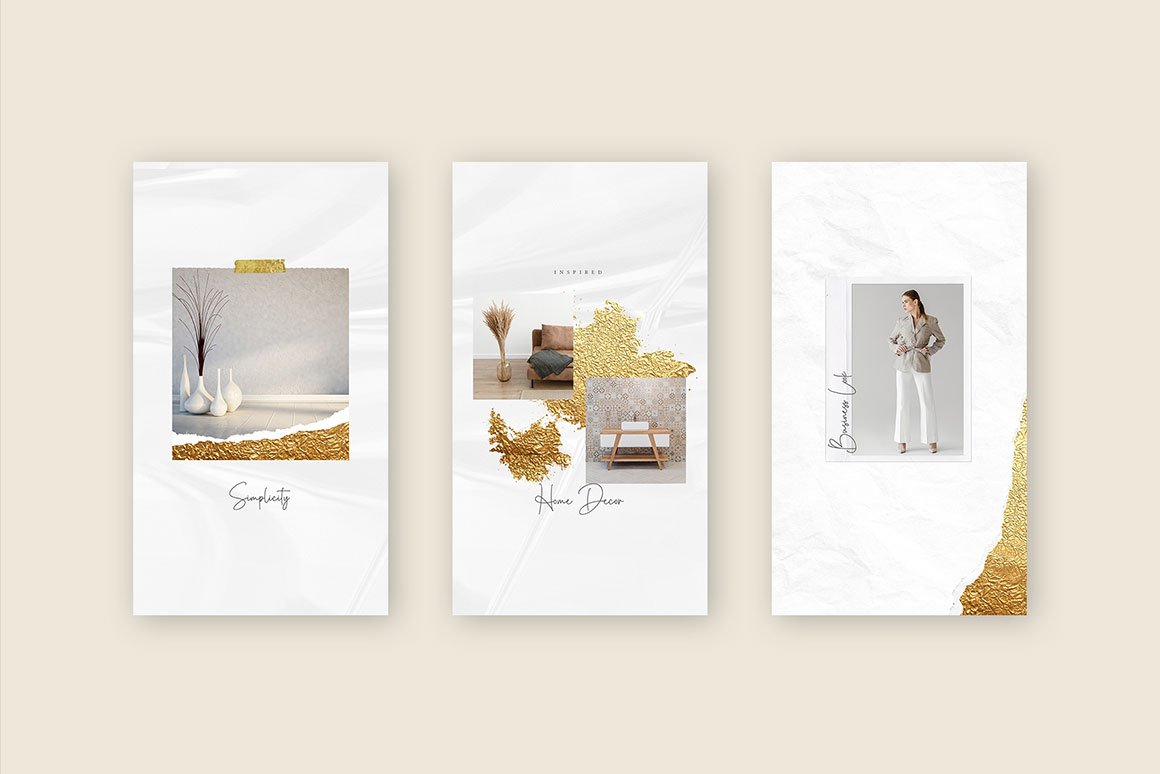 Minimal Goldfoil Instagram Posts and Stories