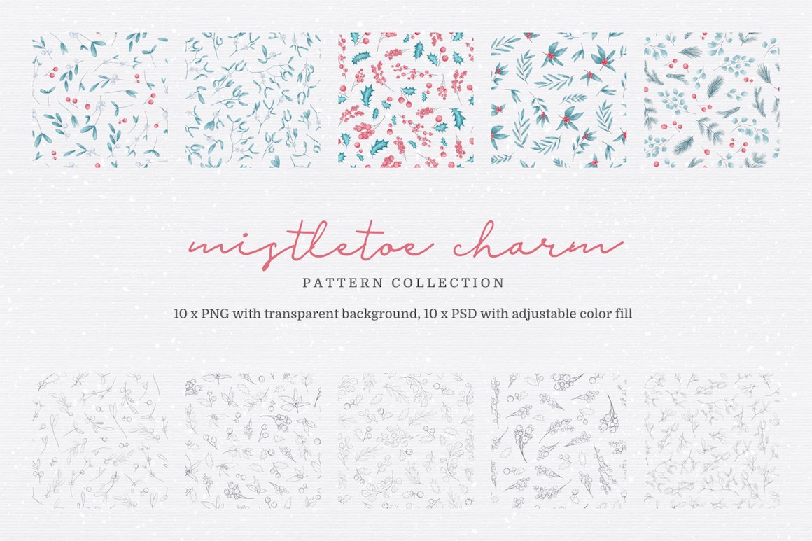 Mistletoe Charm - Floral Pattern Collection