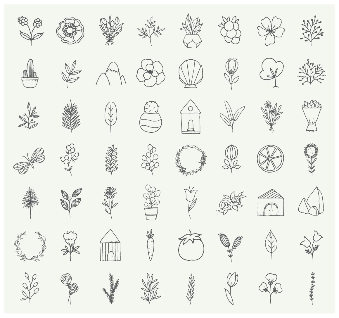 Nature & Plants Minimalist Doodles