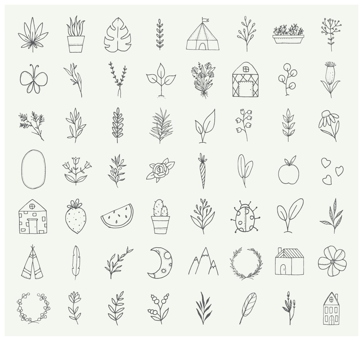 Nature & Plants Minimalist Doodles