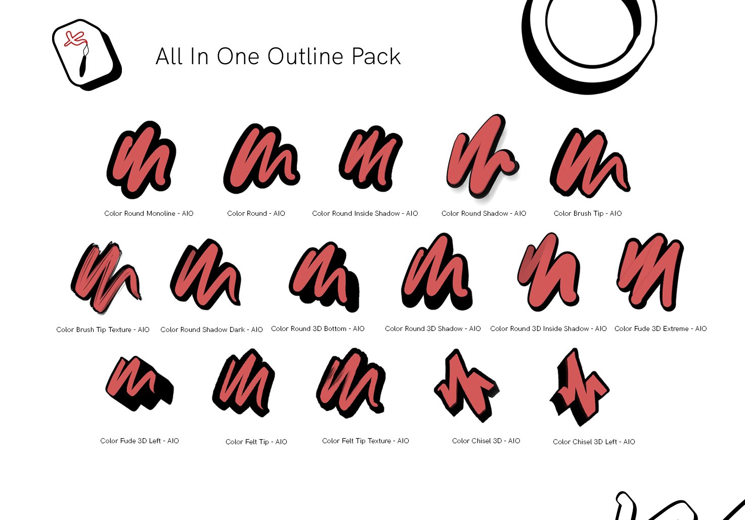 Outline Brushes for Procreate - Outline Pack