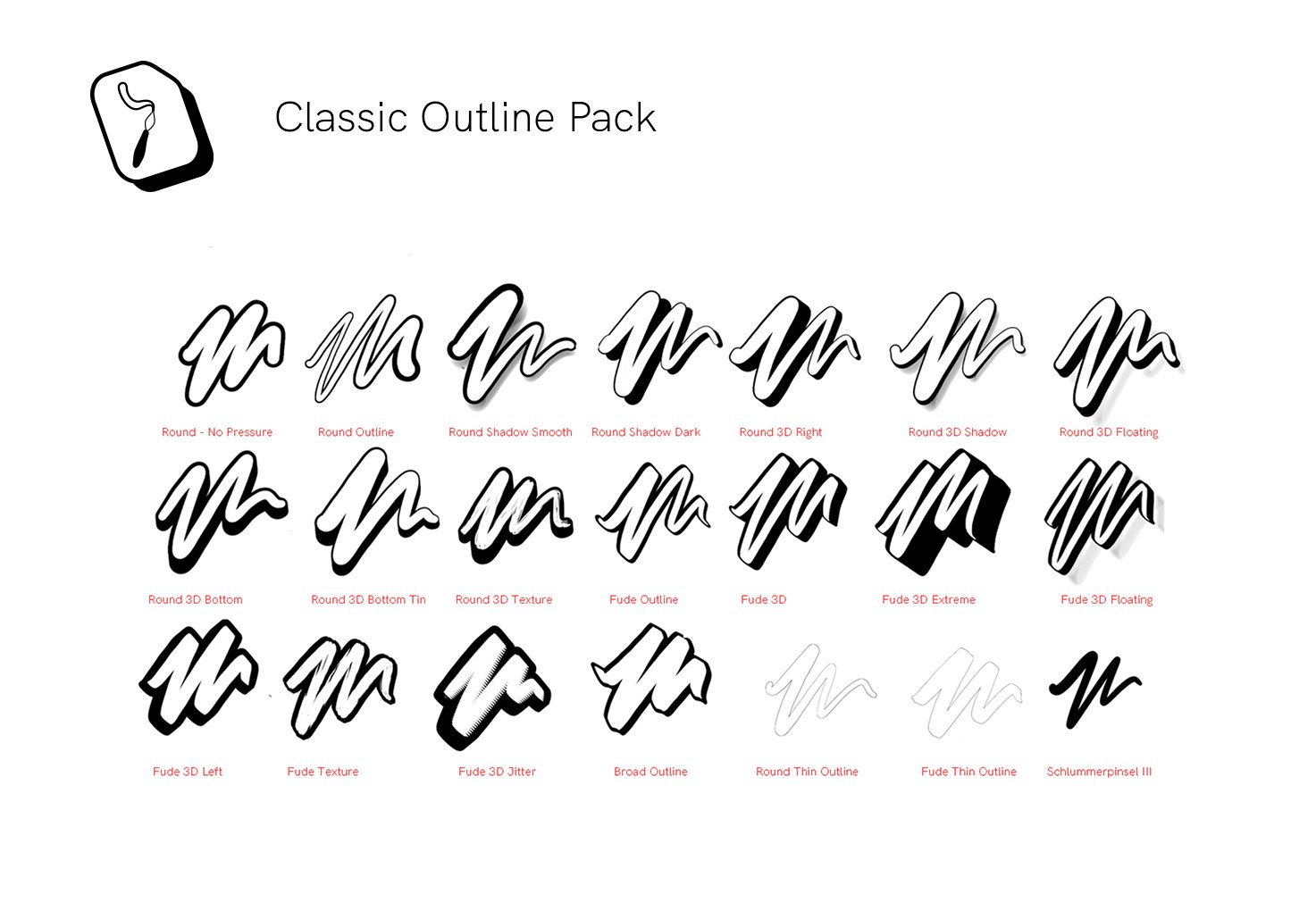Outline Brushes for Procreate - Outline Pack