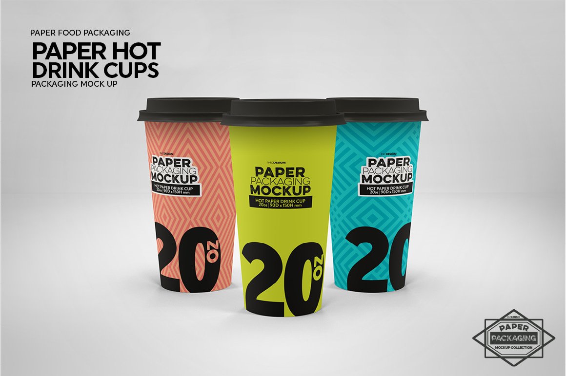 Paper Hot Drink Cups Packaging Mockup