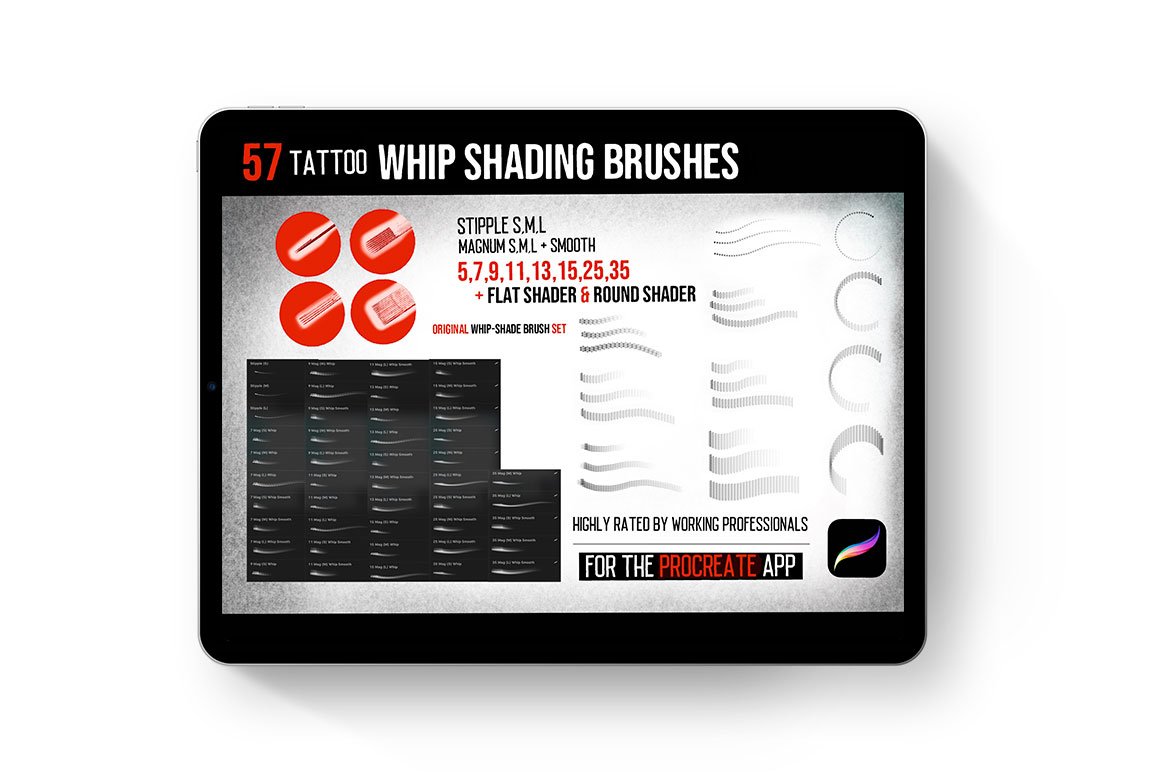 Procreate Tattoo Needle Whipshading Set