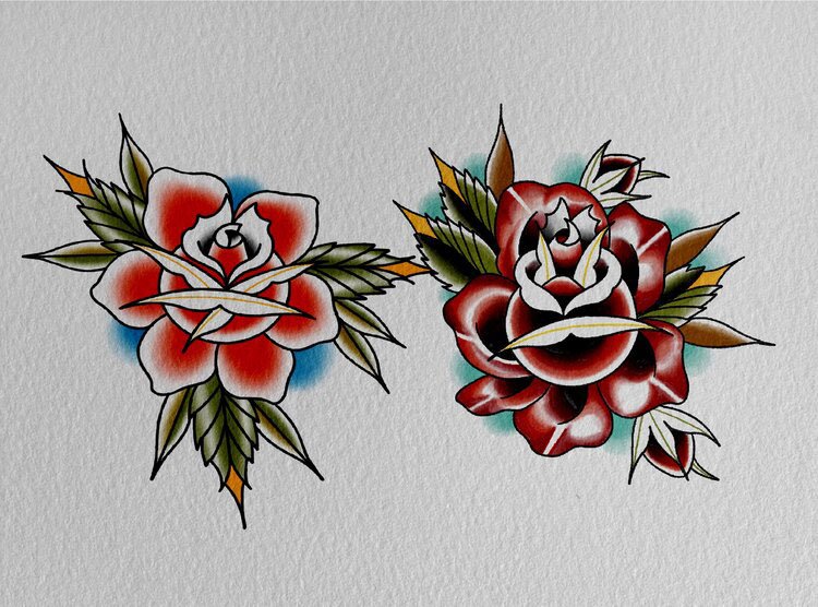 Procreate Tattoo Style Roses