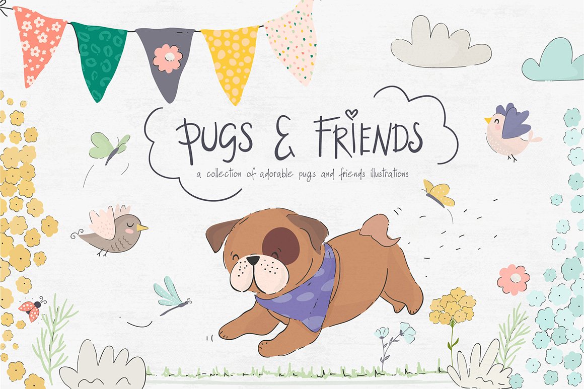 Pugs and Friends Illustrations and Patterns