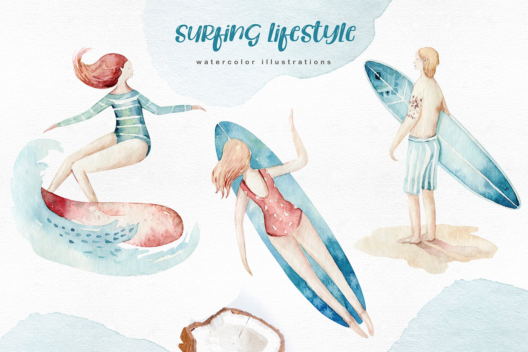 Surfing Lifestyle - Watercolor Ocean Collection