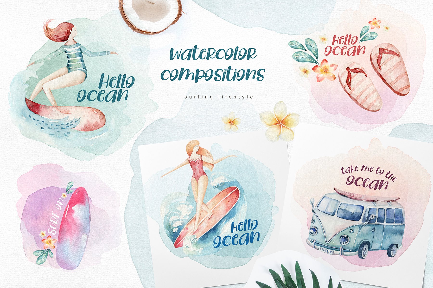 Surfing Lifestyle - Watercolor Ocean Collection