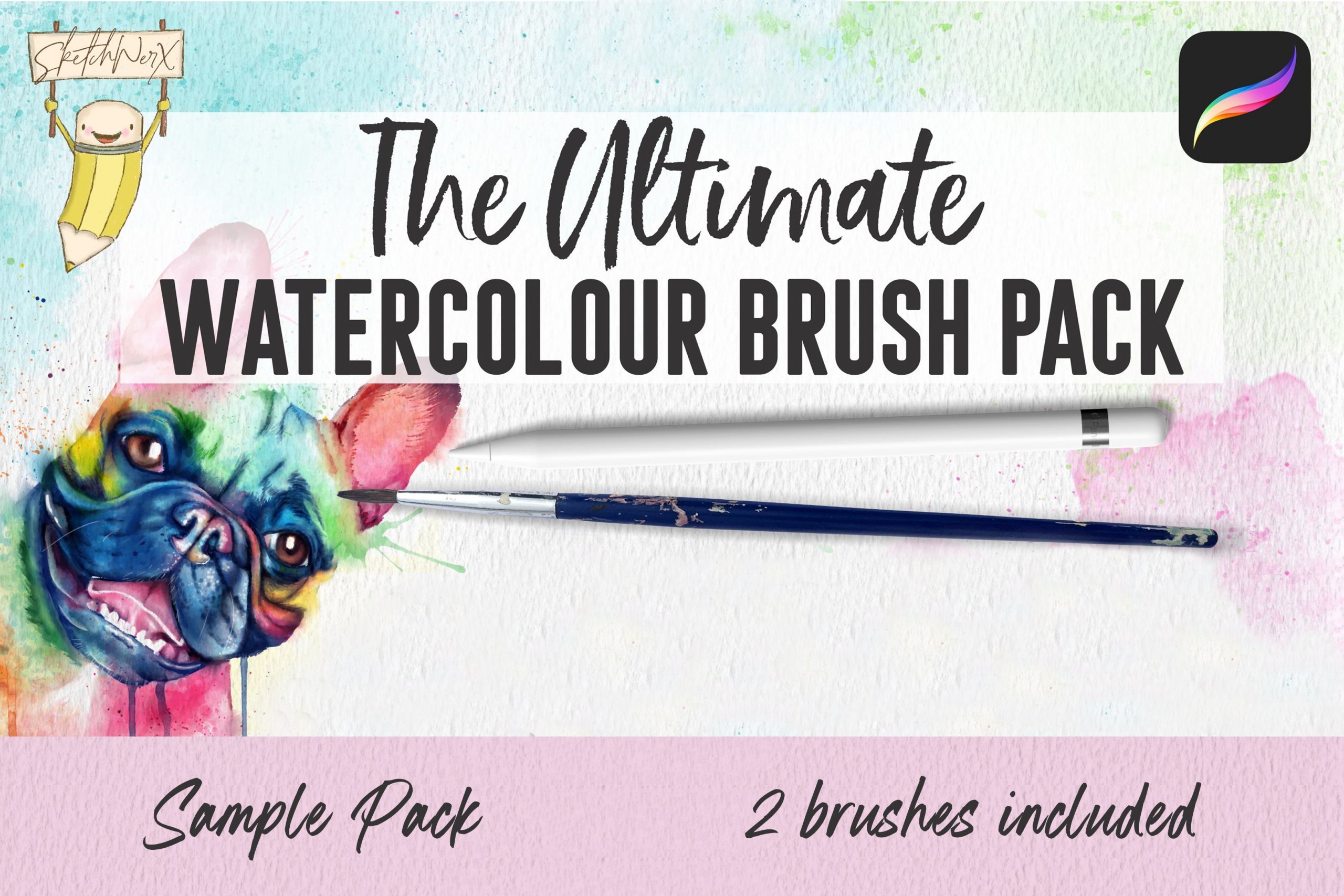 HOMwork Freebie: The Ultimate Watercolour Brush Pack For Procreate Sample