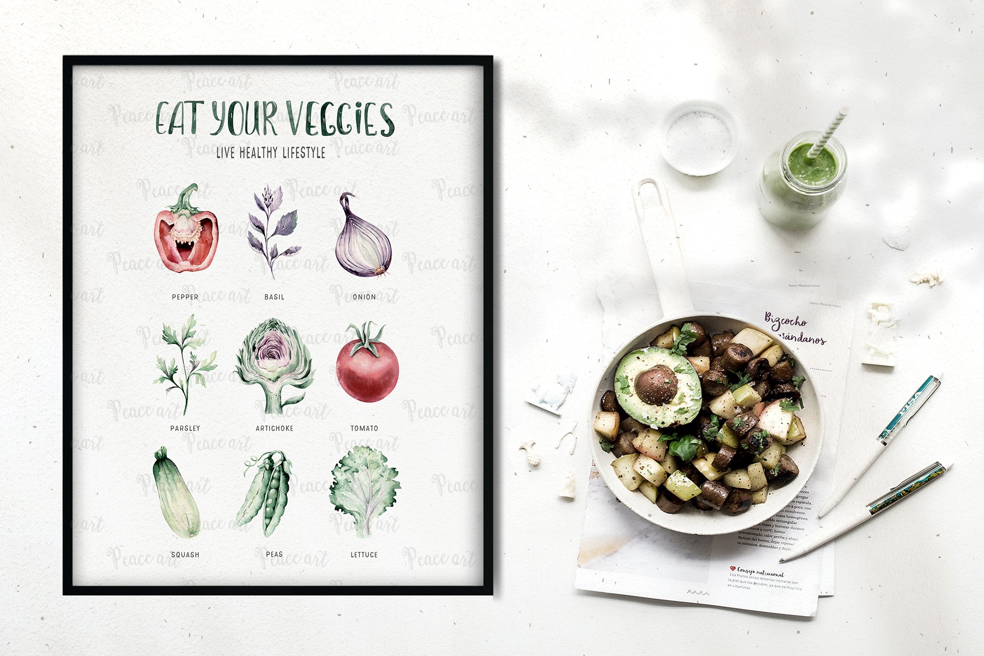 Watercolor Fresh Veggies Collection