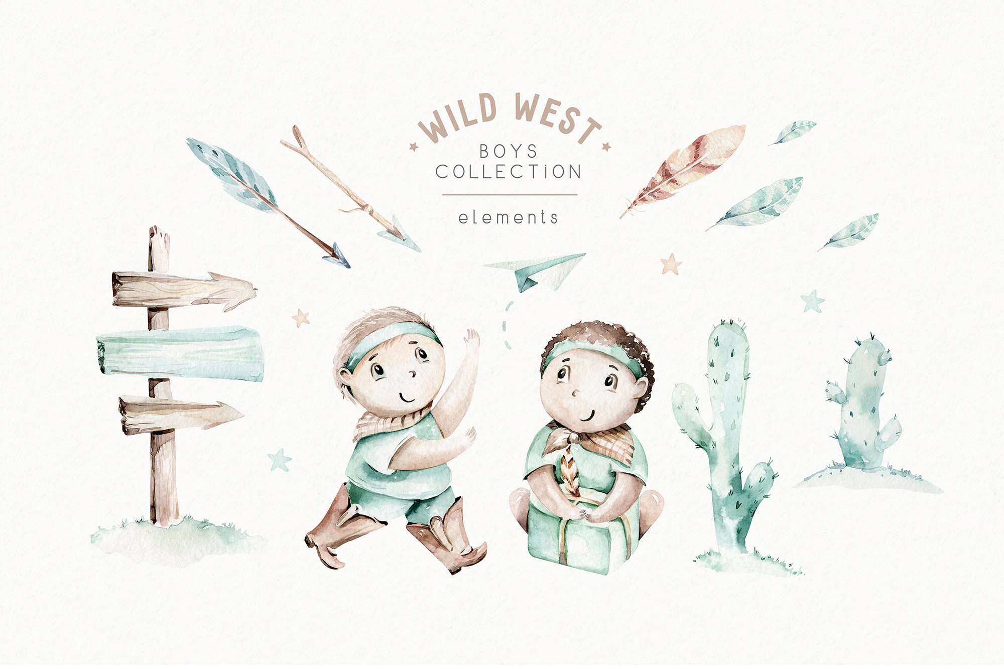 Wild West Set - Boys World Watercolor Collection