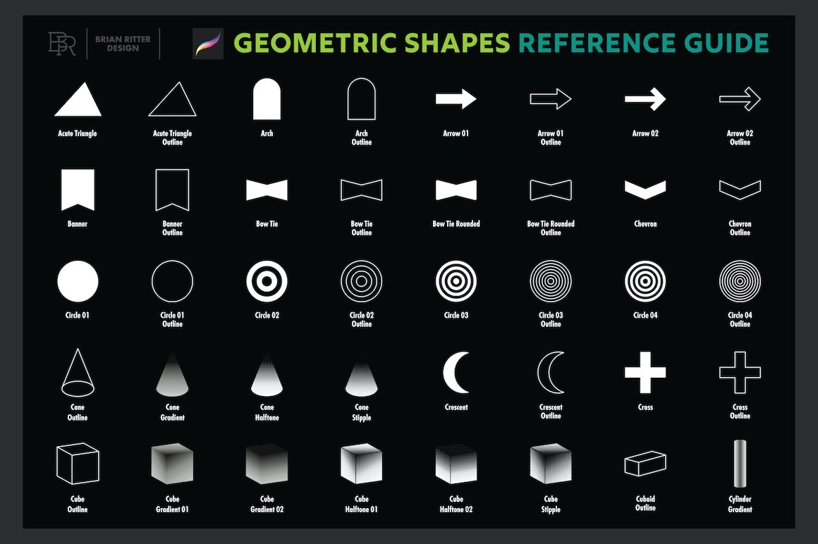 200 Geometric Shapes for Procreate