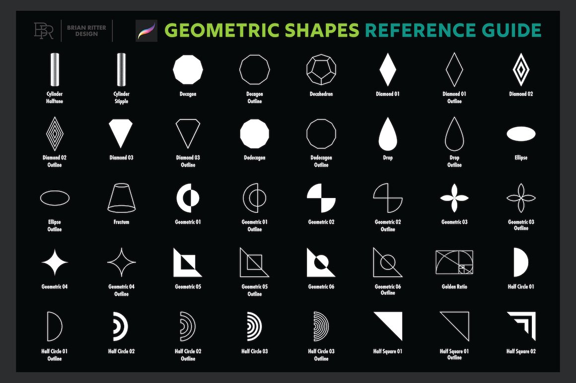 200 Geometric Shapes for Procreate