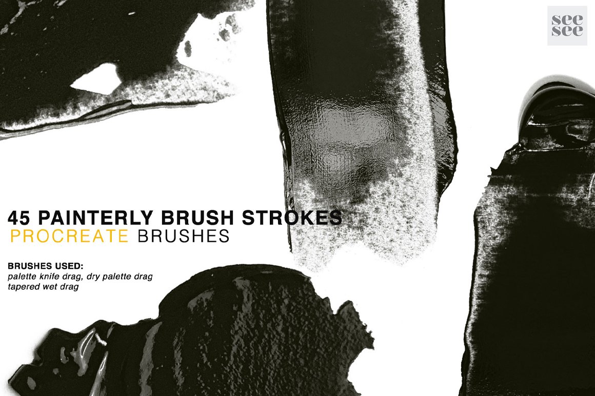 45 Procreate Painterly Brush Stamps