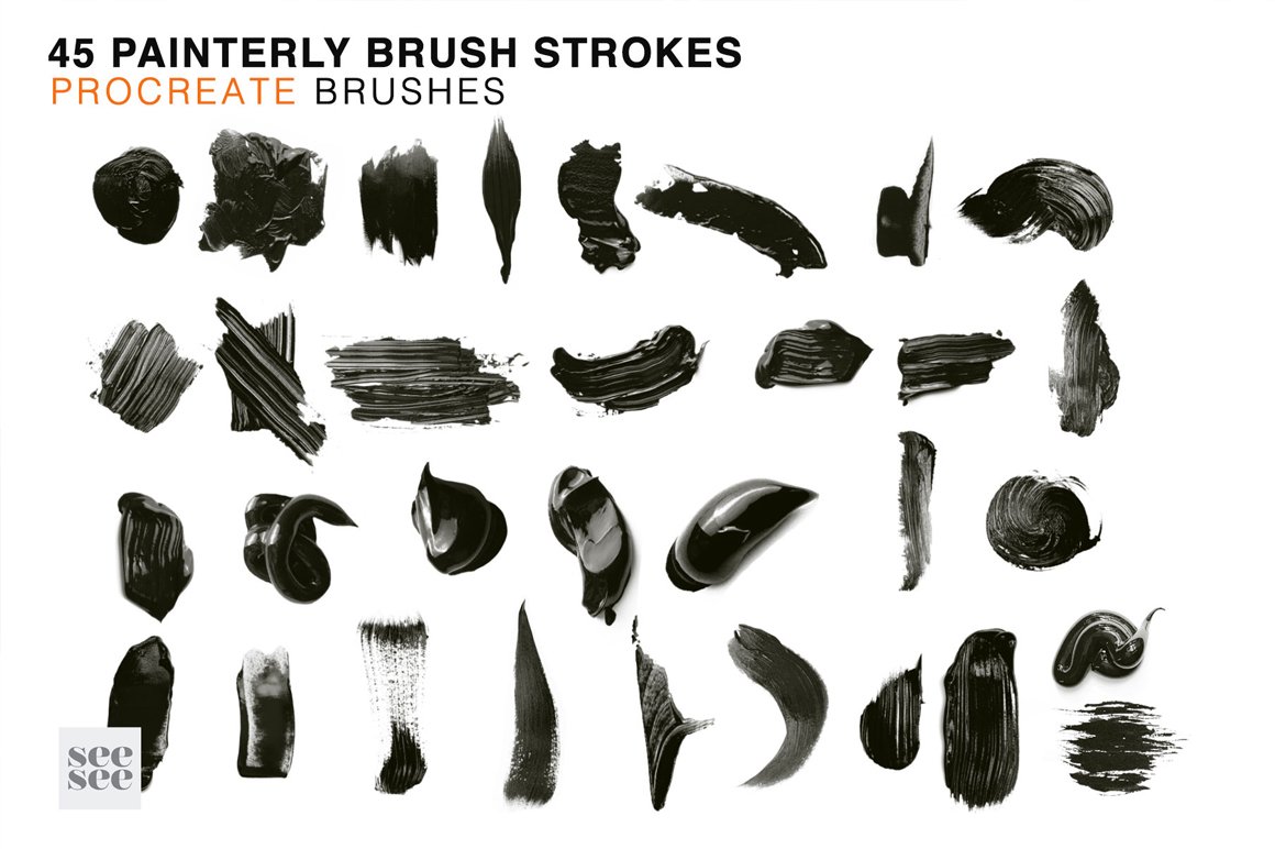 45 Procreate Painterly Brush Stamps