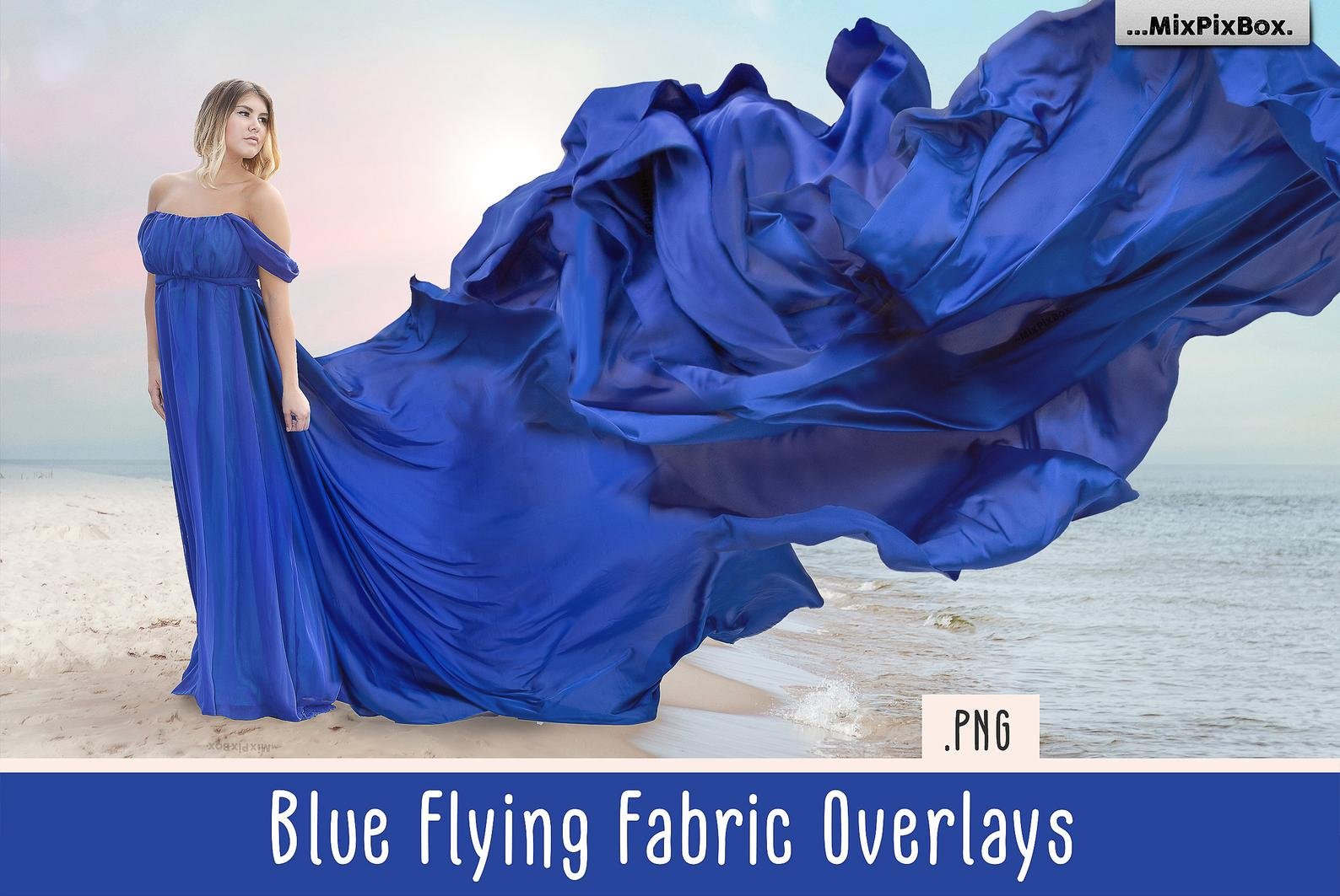 Blue Flying Fabric Overlays