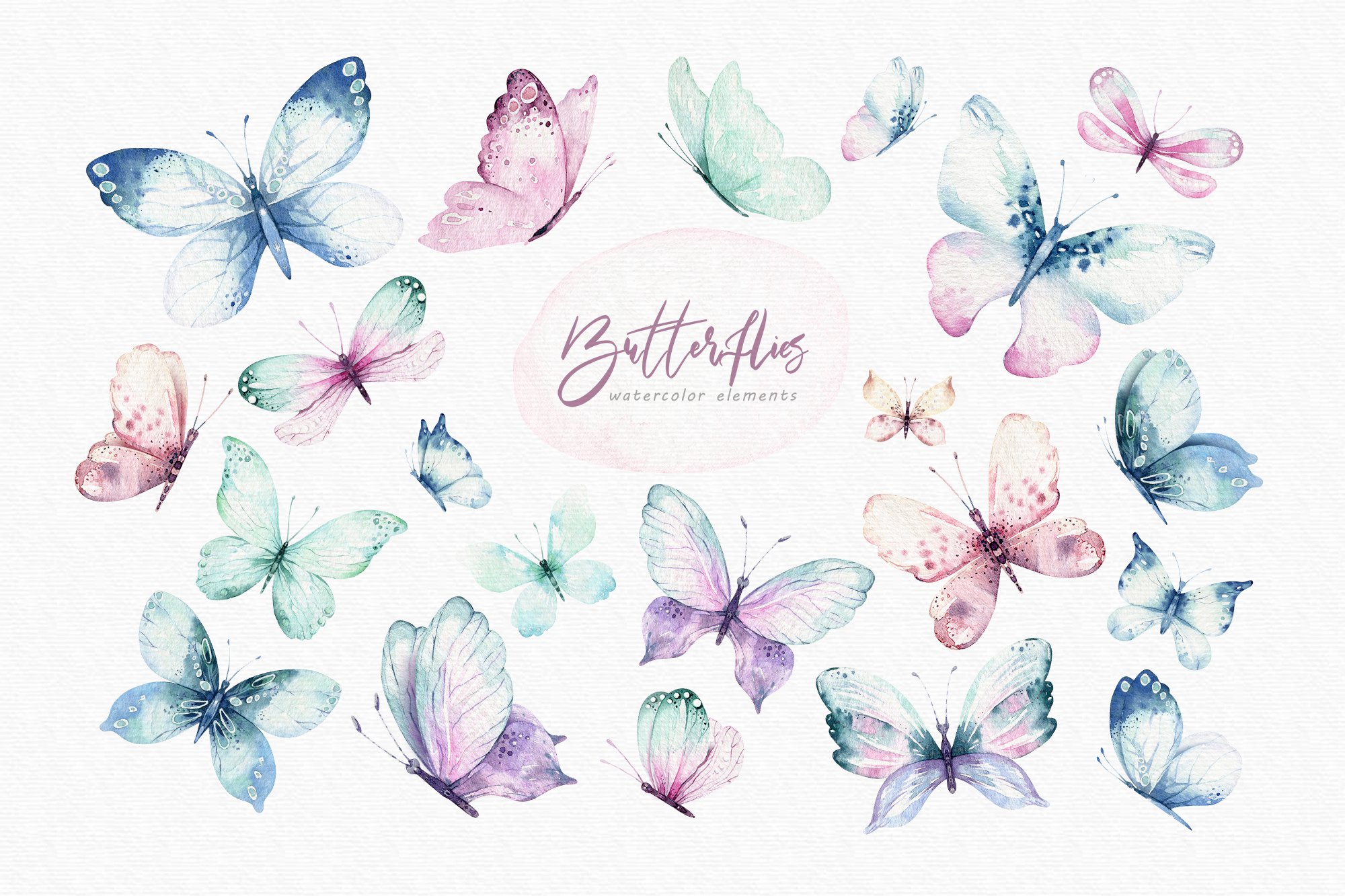 Butterfly, Dragonfly and Funny Bugs Watercolor Set