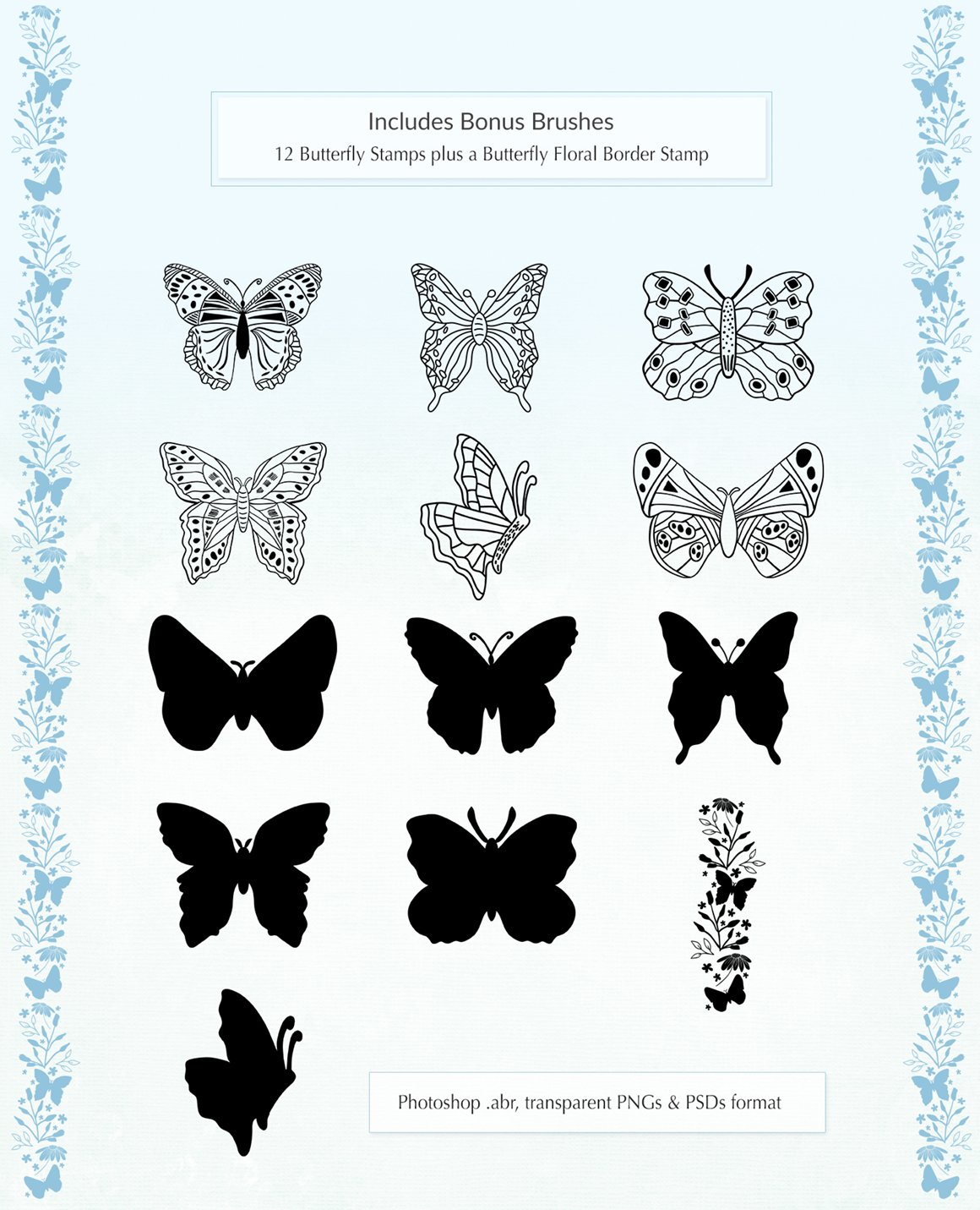 Butterfly Patterns, Papers and Brushes Set