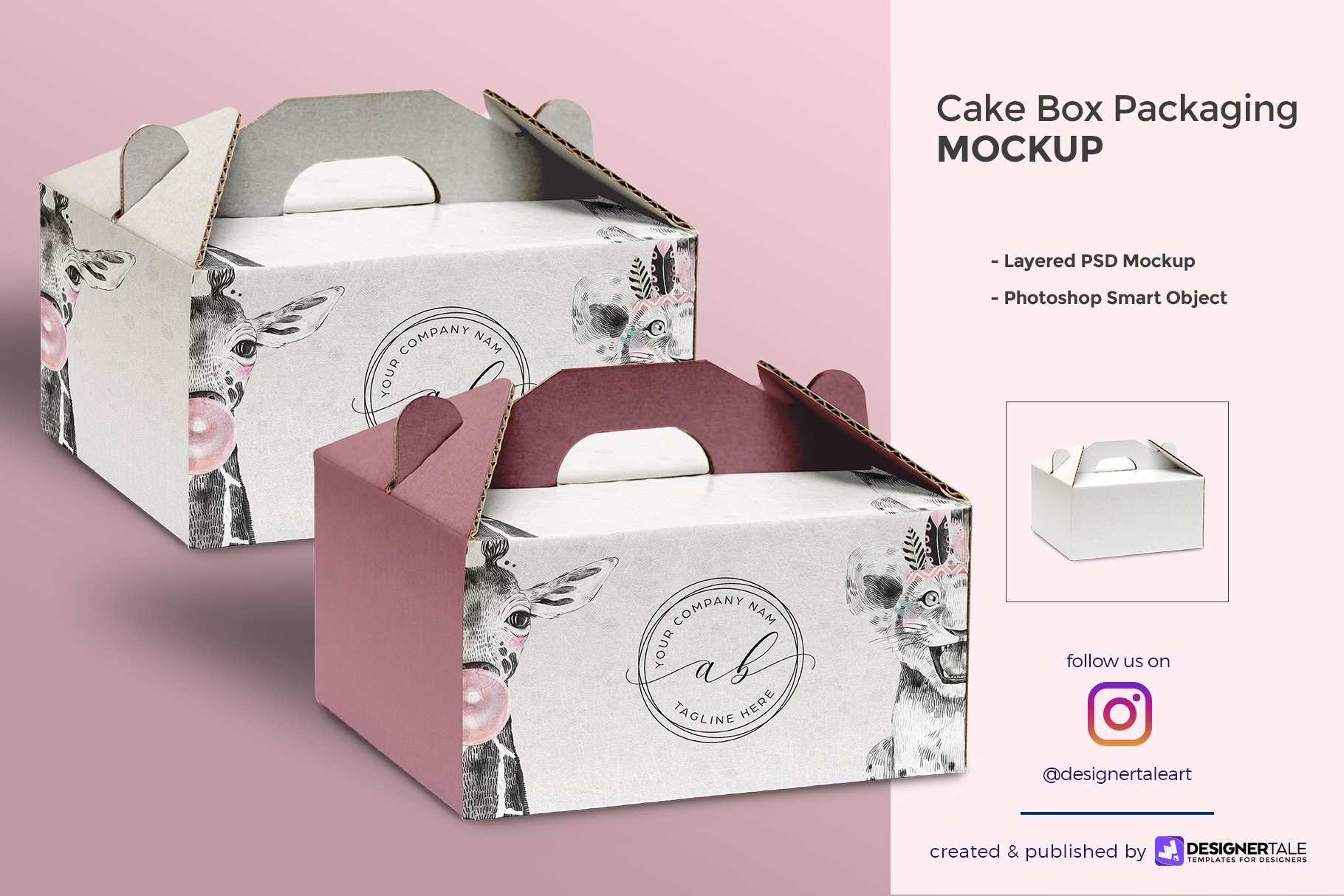 Cake Box Packaging Mockup