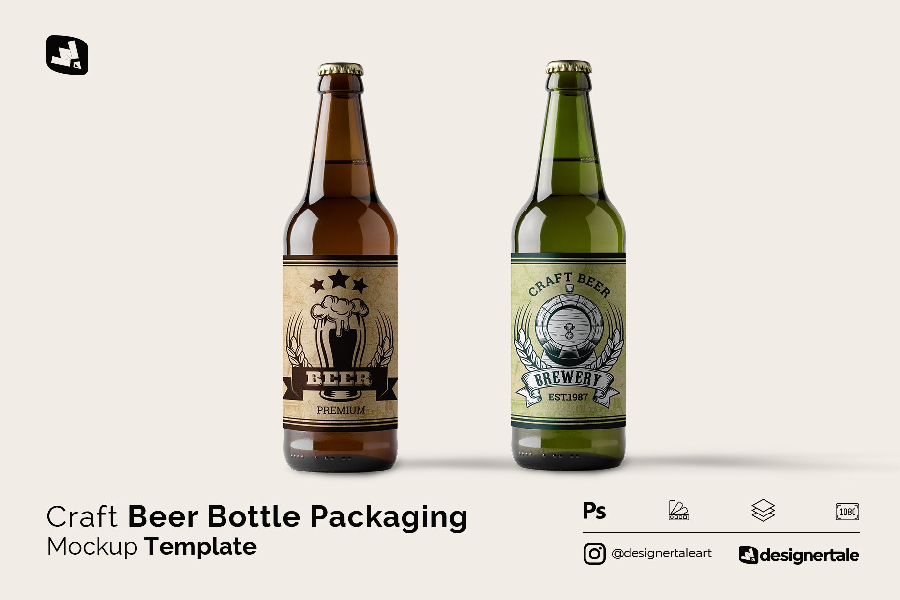 Craft Beer Bottle Packaging Mockup