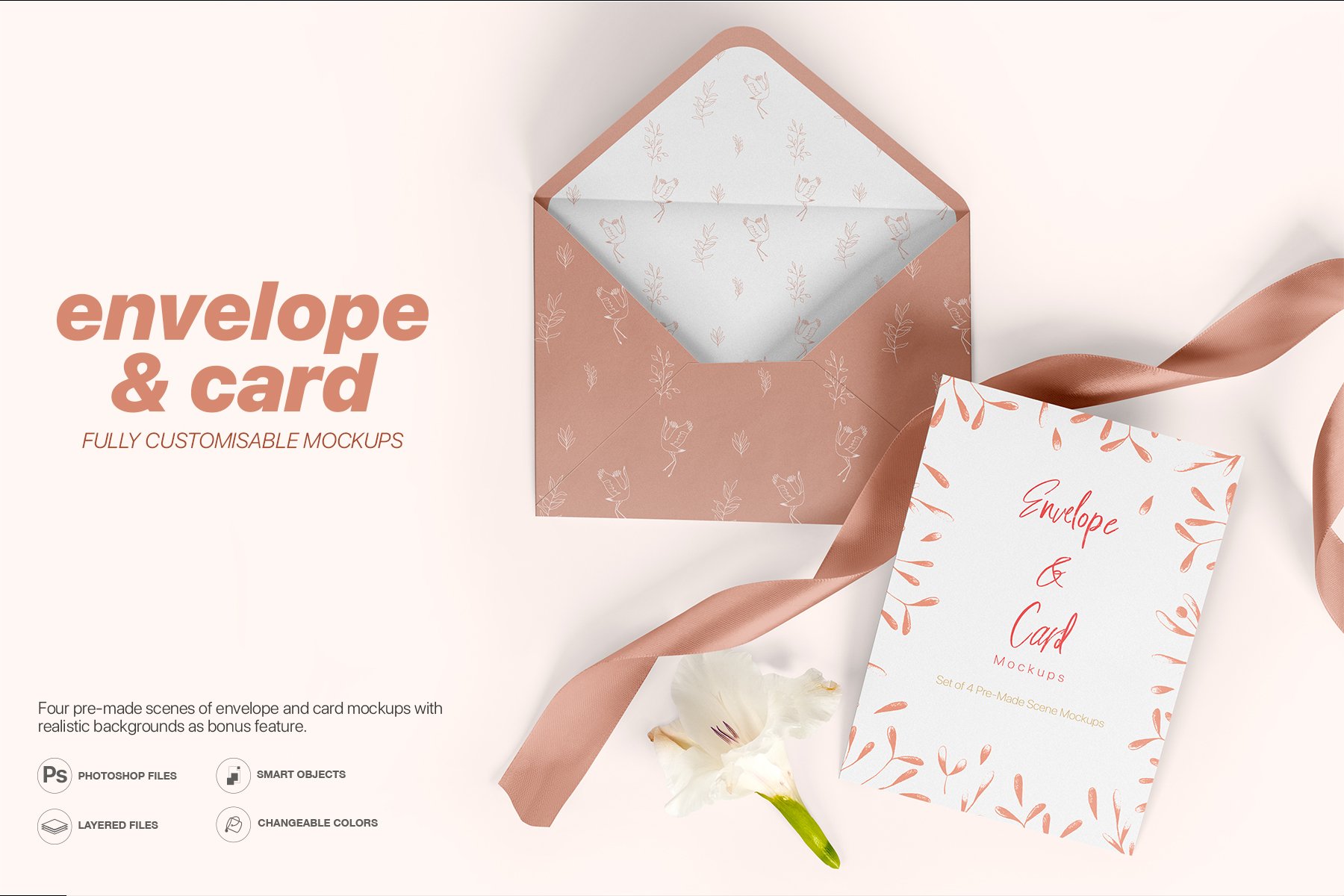 Envelope and Card Mockups Set - A5 Size