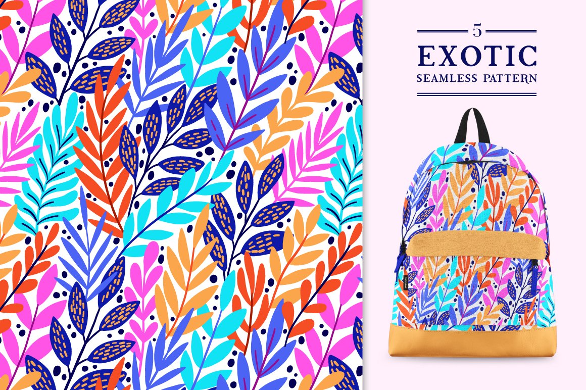 Exotic Leaves Seamless Pattern