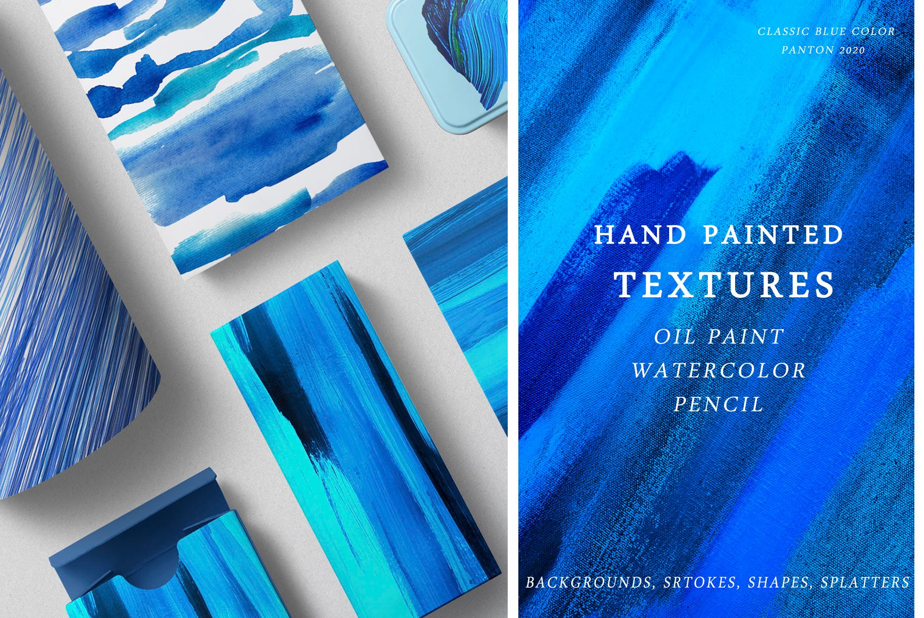 Hand Painted Textures. Classic Blue Color