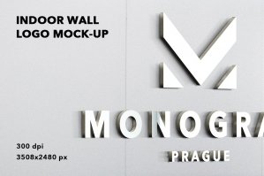 Indoor Wall Logo Mockup Badge 3D