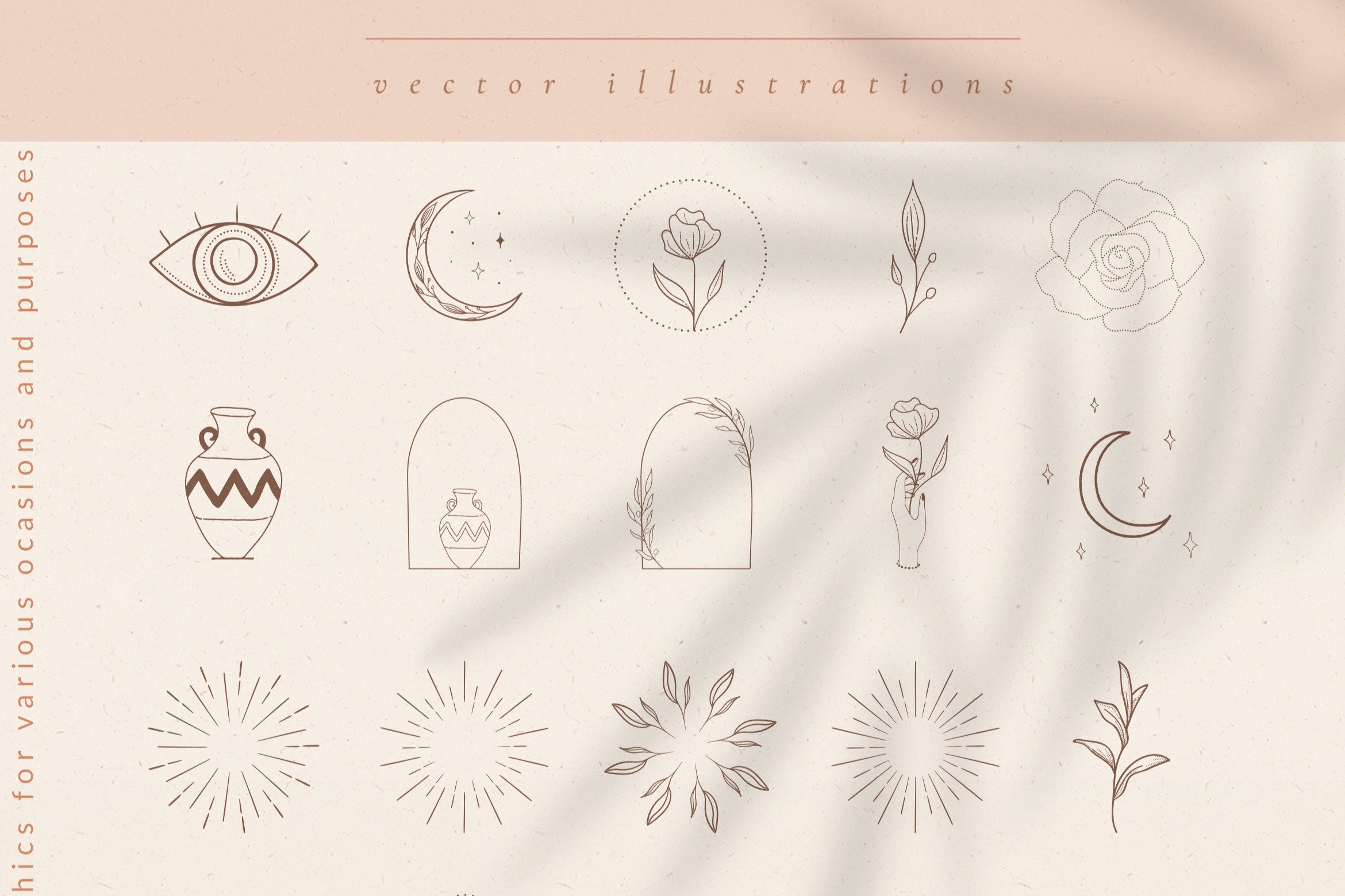 Logo Elements, Frames, Sunbursts. Decorative Icons