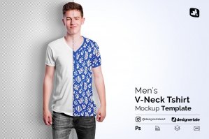 Men’s V-Neck T-shirt Mockup