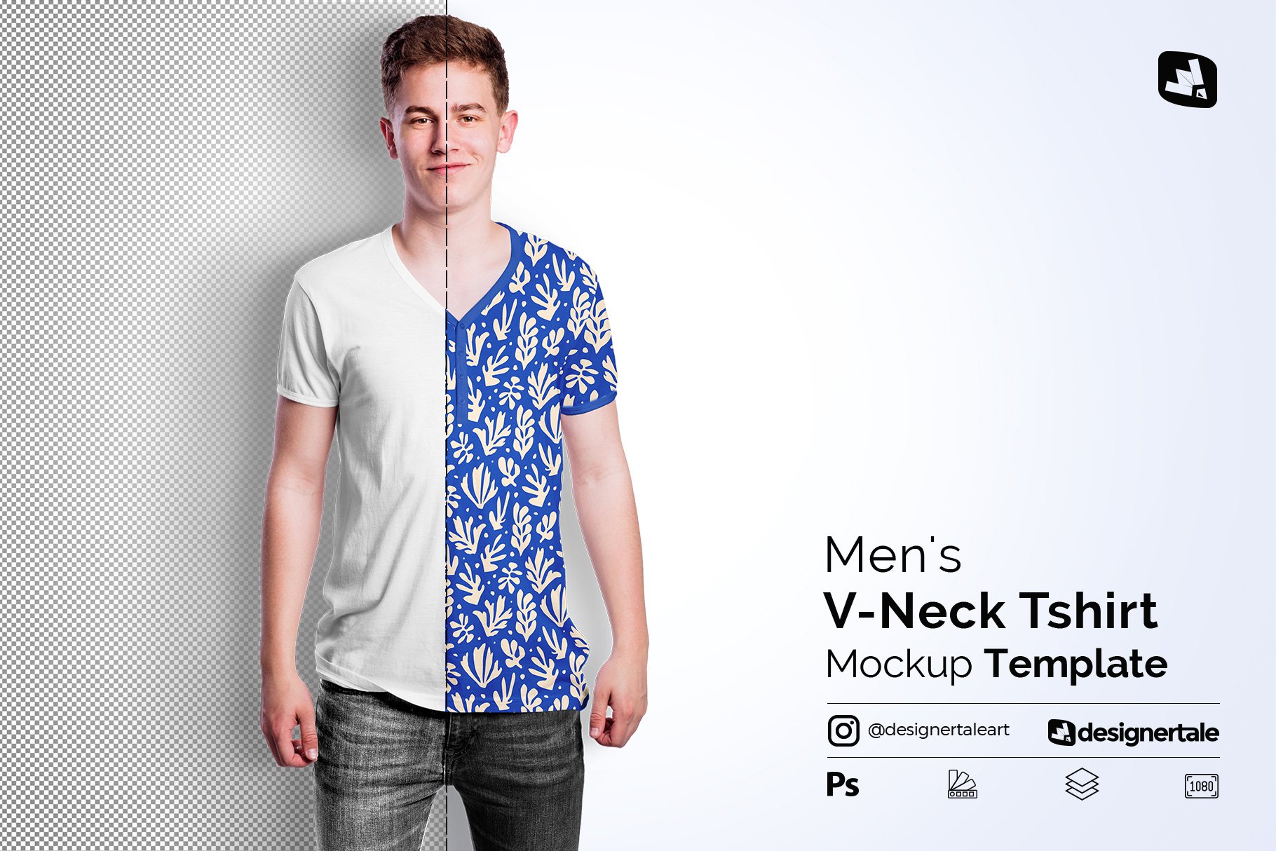 Men’s Vneck Tshirt Mockup