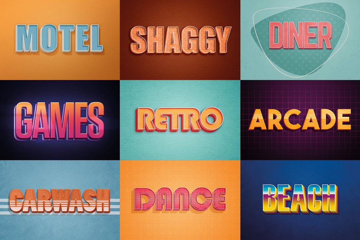 Retro Photoshop Text-Effects Pack 1