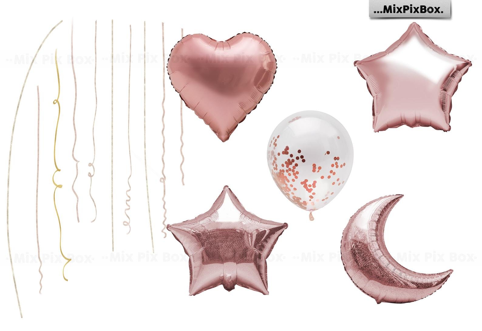 Rose Gold Foil Balloons Overlays