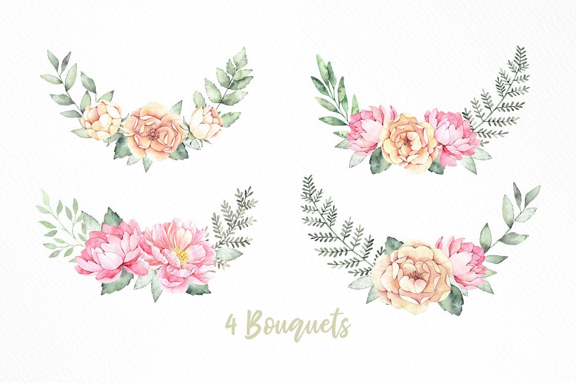 Spring is Coming Watercolor Flowers and Wreaths